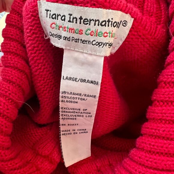 Tiara International Christmas Collection Red Reindeer Sweater Women Size L Zip - Picture 6 of 10